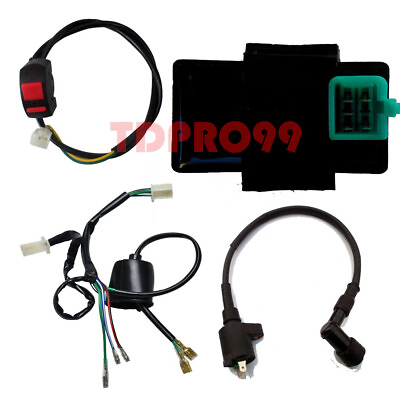 #ad 12v Ignition Coil 5 Pin CDI Kill Switch Wiring Harness for Dirt Pit Bike ATV $23.55
