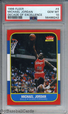 1996 97 Fleer Decade of Excellence #4 Michael Jordan Bulls PSA 10 Gem MT QTY $199.00
