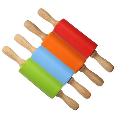 #ad Silicone Dough Rolling Pin with Non Wooden Handle Blue $9.88