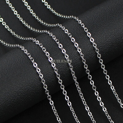 #ad #ad 10 20 50pcs 1.6 2 2.4 3mm Stainless Steel Flat quot;Oquot; Rolo Cable Chain Necklace $14.99