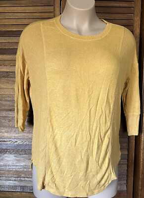 #ad Maurices women#x27;s 3 4 sleeve gold sweater size one $11.00