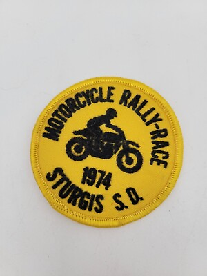 #ad Vintage Sturgis S. Dakota 1974 Motorcycle Rally amp; Race Biker Patch yellow $17.99
