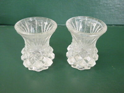 #ad GREAT Matching PAIR Antique Pressed Glass Toothpick Holders 3quot; GREAT LOOK $12.99