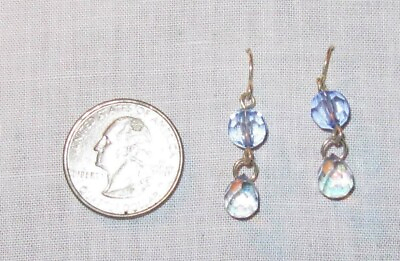 #ad Pierced earrings dangle clear 2 beads 1quot; drop $10.49
