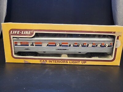 #ad Life Like HO Lighted Observation Car 8077 Amtrak Silver Vision 9545 in Box $12.50