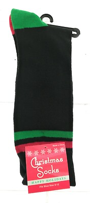#ad Happy Holiday Mens Christmas Black Socks 1 Pair Size 6 12 $14.09