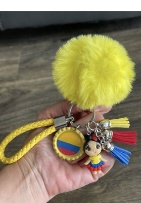 #ad Colombia Keychain Gift Flag Retro Artistic Handmade 3D Doll Wrist Country $17.00