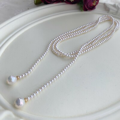 #ad #ad 120cm fashion AAA 4 5MM NATURAL WHITE SOUTH SEA PEARL NECKLACE WOMEN NECKLACES $69.99