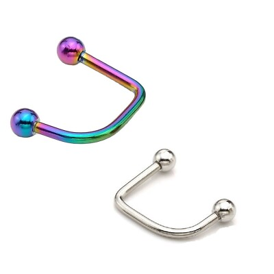 #ad 2 pack 16G Anodized Titanium Lippy Loop Labret Surgical Steel with 4mm ball bead $10.80
