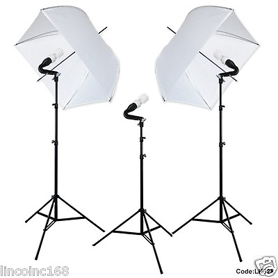#ad Photography Studio Video Photo Lighting 3 Bulbs 3 Light Stand Kit $52.00