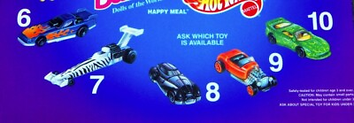 #ad 1996 HOT WHEELS MCDONALDS HAPPY MEAL DIECAST CAR TOYS U PICK $3.99