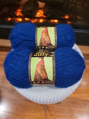 #ad Lion Brand Yarn JIFFY Line Navy Blue Color New LOT of 2 Skeins Discontinued Line $12.00
