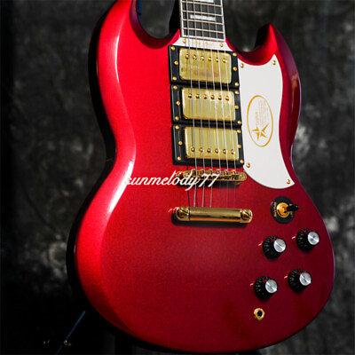 #ad New Custom Metallic Red Electric Guitar Solid Mahogany 3H Pickups Gold Hardware $258.00