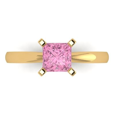 #ad 1 Princess Designer Statement Bridal Lab created Gem Ring 14k Yellow Gold $252.69