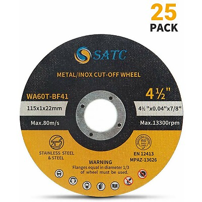 #ad 25 Pack 4 1 2 in Reinforced Cut Off Wheels Angle Grinder Metal Cutting Disc 4.5 $22.99