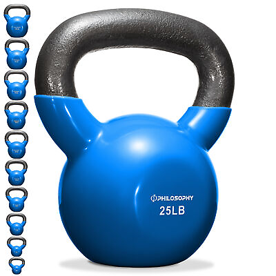 #ad Vinyl Coated Cast Iron Kettlebell 5 lbs to 50 Pound Weights $31.99