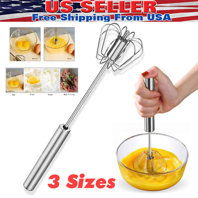 #ad Semi Automatic Egg Whisk Hand Push Egg Beater Stainless Steel Blender Mixer Whis $5.98