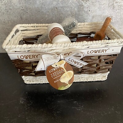 #ad Lovery Bath Gift Set Basket Vanilla Coconut Towel Salt Scoop Oil Soft Fresh New $19.99