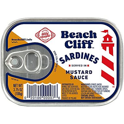 #ad Beach Cliff Wild Caught Sardines in Mustard Sauce 3.75 z Can Pack of 12 14g $17.86