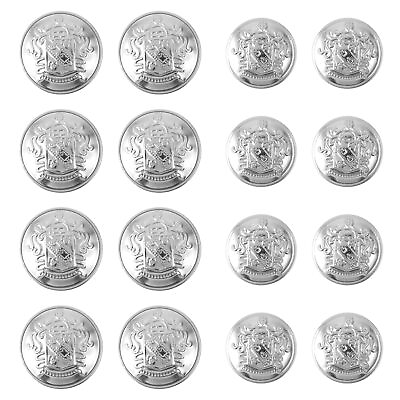 #ad 16 PCS Metal Blazer Button Set 2 Sizes Silver Buttons for Blazers Jeans Butt... $10.73