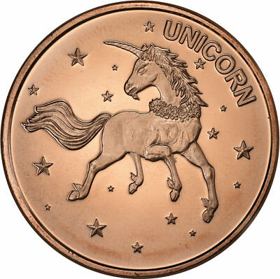 #ad 1 oz Copper Round Unicorn $2.75