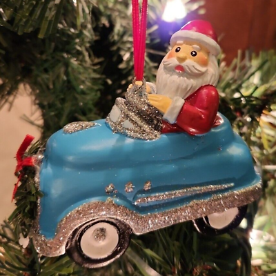 #ad NEW Santa Claus Old Fashioned Classic Car Pedal Car Christmas Tree Ornament 3quot; $12.33