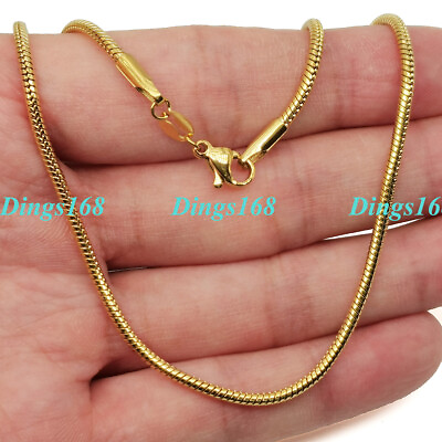 18K Yellow Gold Filled Classic Snake Chain Necklace 16 18 20 22 24 26 28 38 inch $56.63