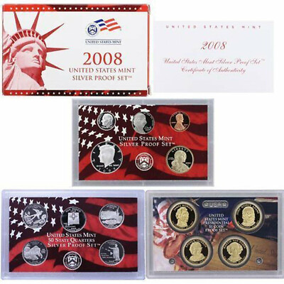 #ad 🇺🇸 2008 S US Mint Silver Proof Set 14 Beautiful Proof Quality Coins USA C $225.00