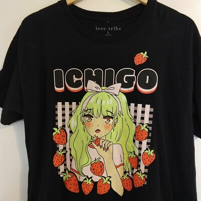 #ad Anime Ichigo Strawberry Love Tribe T Shirt L Kawaii $8.99