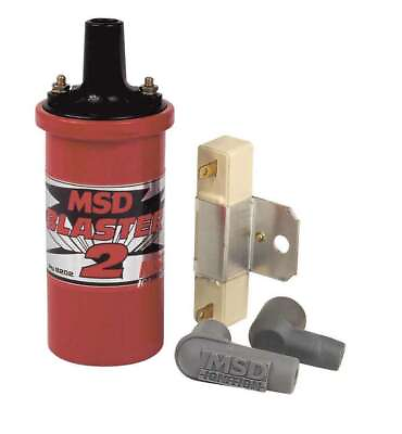 #ad MSD 8203 Ignition Coil Blaster 2 Canister Round Oil Filled Red 45000 V Hardware $79.99