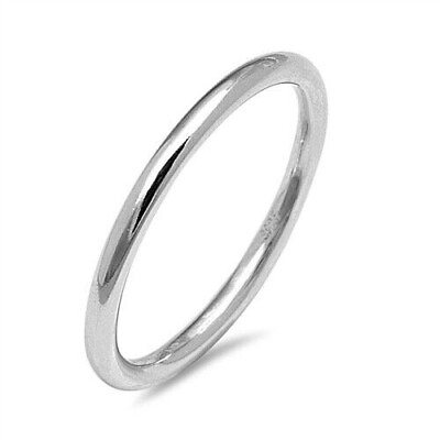 #ad Round Band 1.5 mm Ring Toe Ring Sterling Silver 925 Rhodium Plated Size 2 13 $11.56