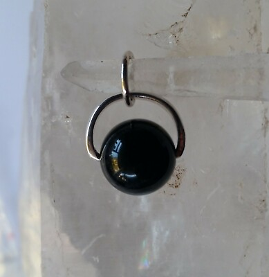 #ad 664 Black Onyx Solid 925 Sterling Silver Spinning Gemstone Pendant rrp$39.95 AU $19.95