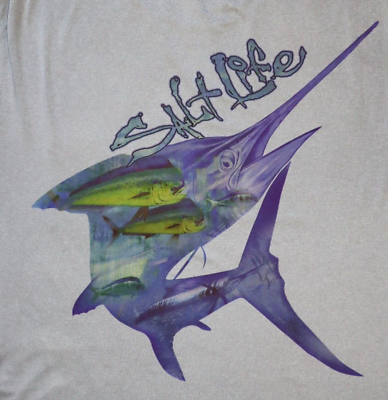 #ad Salt Life Uvapor SLX Size M Long Sleeve Fishing Shirt Pocket Marlin Grouper Mahi $11.99