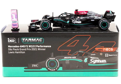 #ad Tarmac Works Lewis Hamilton Mercedes AMG 2021 Sao Paulo GP 1:64 Diecast F1 Car $16.99