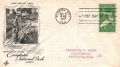 #ad SC#952 FDC 1947 Everglades Park Cachet Typed Address Single F512 $2.99