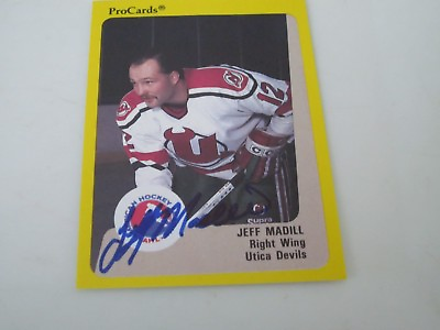 #ad JEFF MADILL AUTOGRAPHED 1989 AHL PROCARDS CARD UTICA DEVILS $3.75