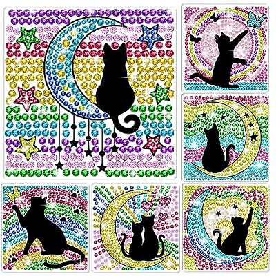 #ad 6 Pieces Diamond Window Art Craft Kits for Kids Big Gem 5D Colorful Cat and ... $24.05