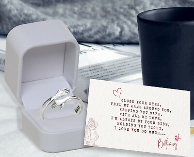 #ad Gift for friend sterling silver hug ring with personalized message card. $29.99