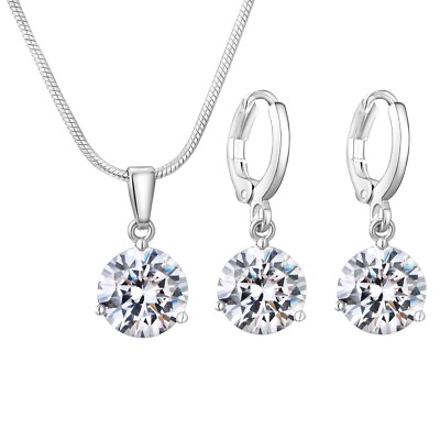 #ad Silver Necklace Earrings Set $23.99