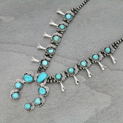 #ad *NWT* Natural Squash Blossom Turquoise Necklace 7310360089 $99.00