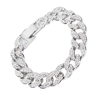 #ad Bracelet Diamonds Embedded Hip Hop Bracelet Jewelry Gift Couples 7inch HR6 $8.68