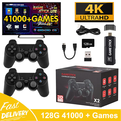 #ad HDMI TV 4K Game Stick 128G 41000 Games Video Game Console w 2*Wireless Gamepads $29.99