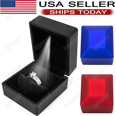 #ad LED Ring Box Jewelry Case Engagement Wedding For Women Gifts Box USA $6.90