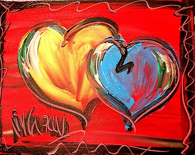 #ad VALENTINE HEARTS Original Oil Painting Stretched Canvas Impressionist Flowers $250.00