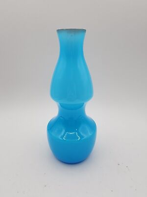 #ad Art Glass Blue Cased with White Vase 9” Tall $24.99