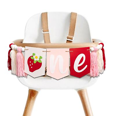 #ad Berry First Birthday High Chair Banner Strawberry Tassel Garland，Sweet One ... $25.61