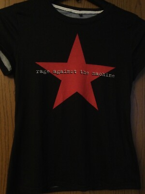 #ad Rage Against The Machine Red Star Design On Black Shirt Ladies M Poly Blend $45.00