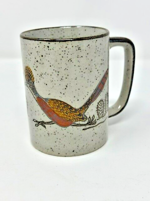 #ad Vintage Otagiri Roadrunner Bird Mug Cup Speckled Stoneware Cactus Desert MCM NOS $24.99
