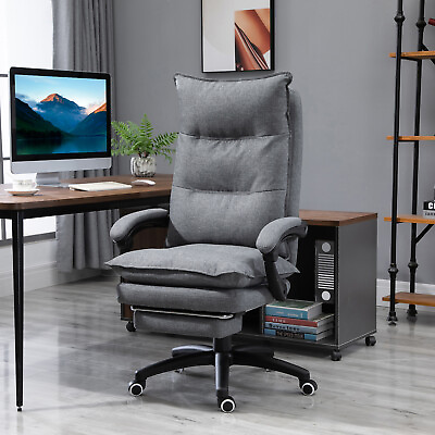 #ad Office Chair Adjust Height Recliner with Retractable Footrest Wheel High Back $155.99