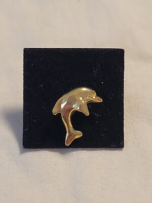 #ad Dolphin Small Gold Toned Hat Jacket Lapel Pin $4.24